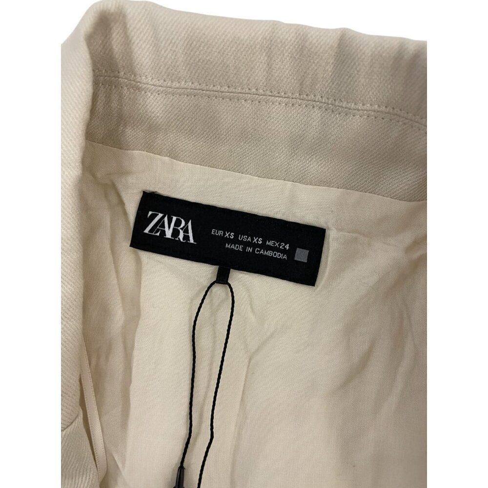 Zara Womens One Piece XS Jumpsuit Ivory Belted Collared Sleeveless 8741/227 NWT - Picture 4 of 11